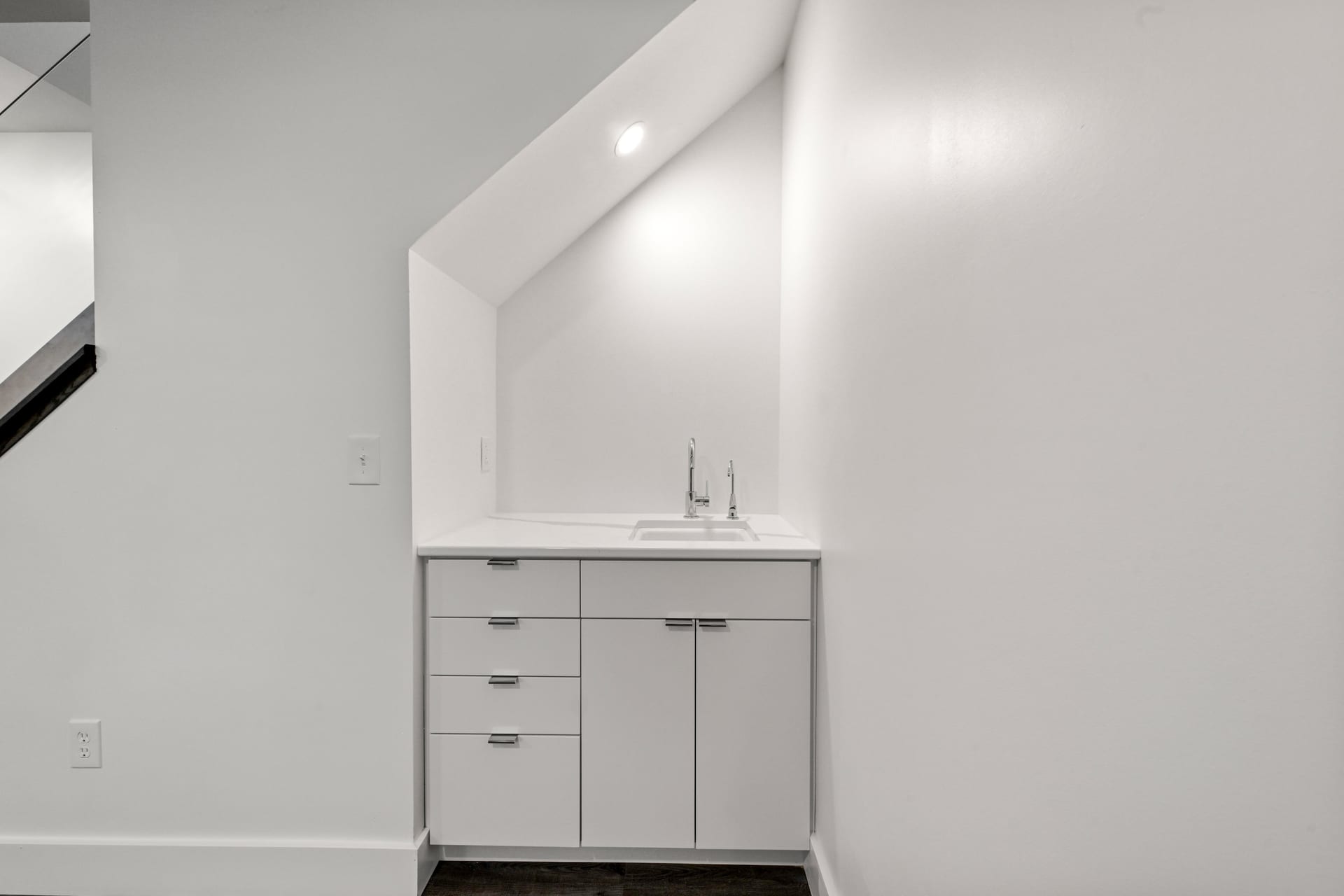 Mudroom with built-in lockers and bench in Cameron home
