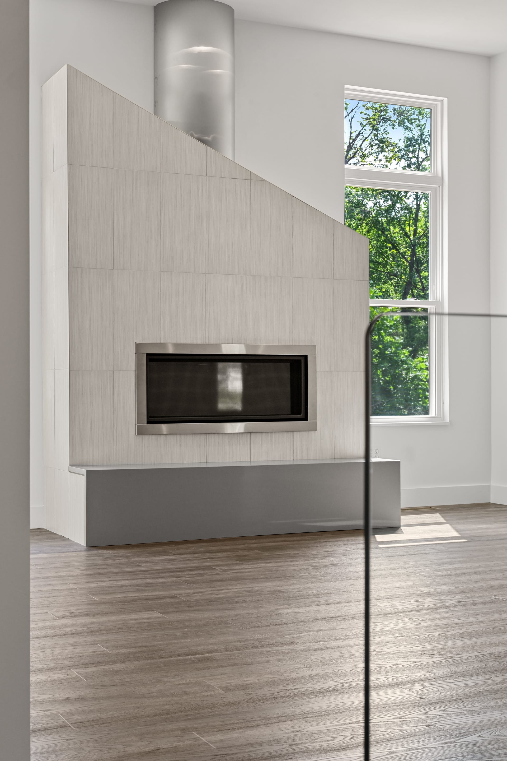 Built-in cabinetry detail in custom home living space