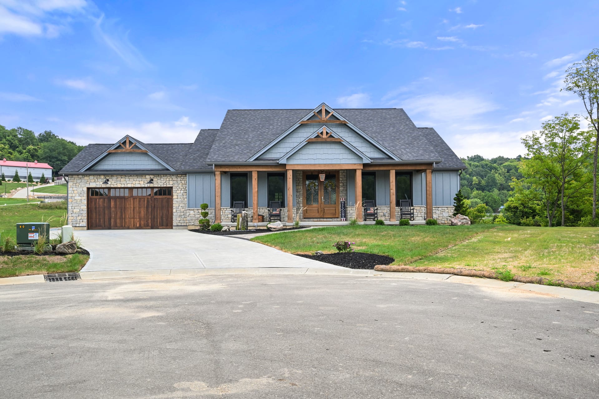 Furnished great room in completed Caudill custom home