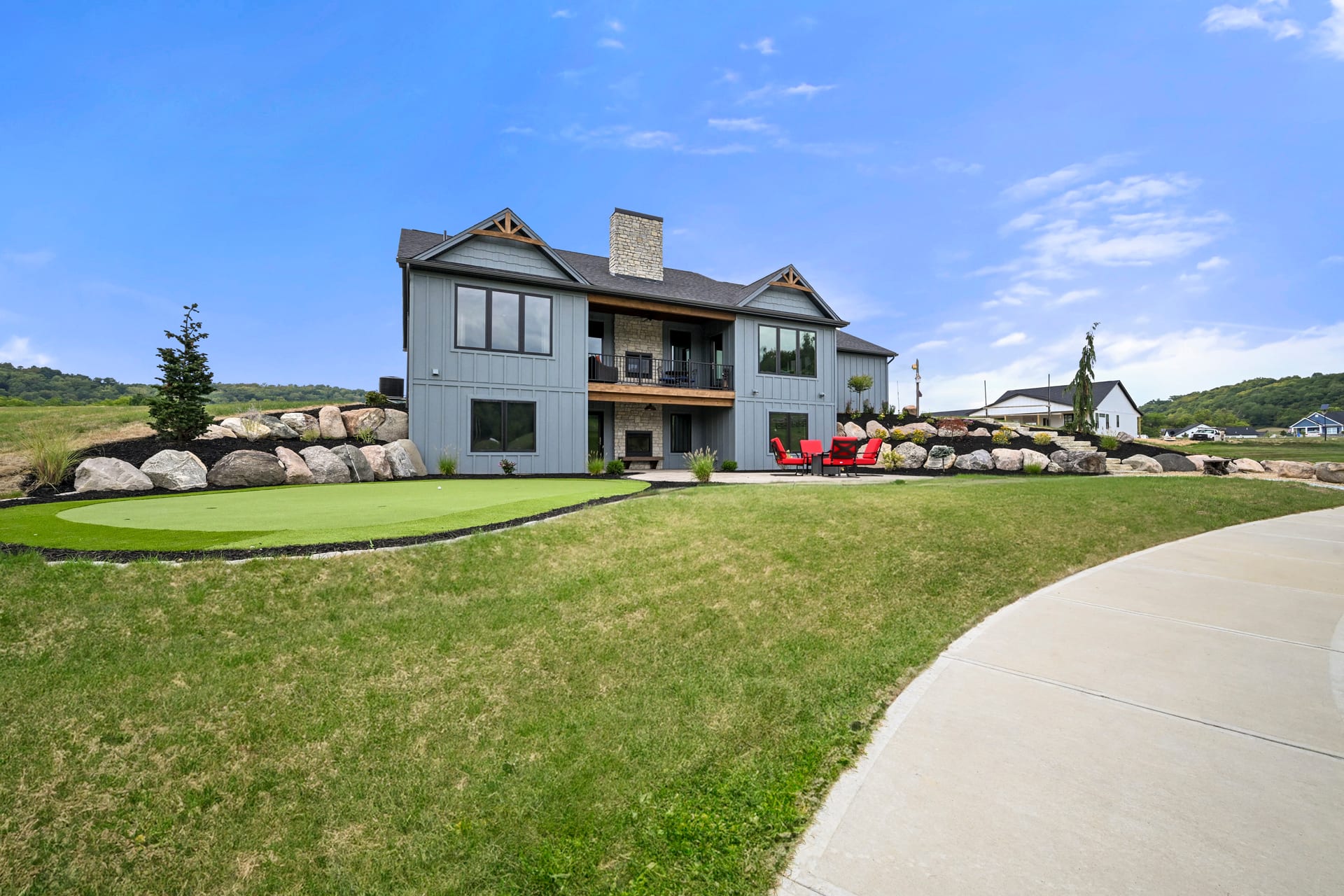 Rear elevation of completed Caudill custom home in Lawrenceburg