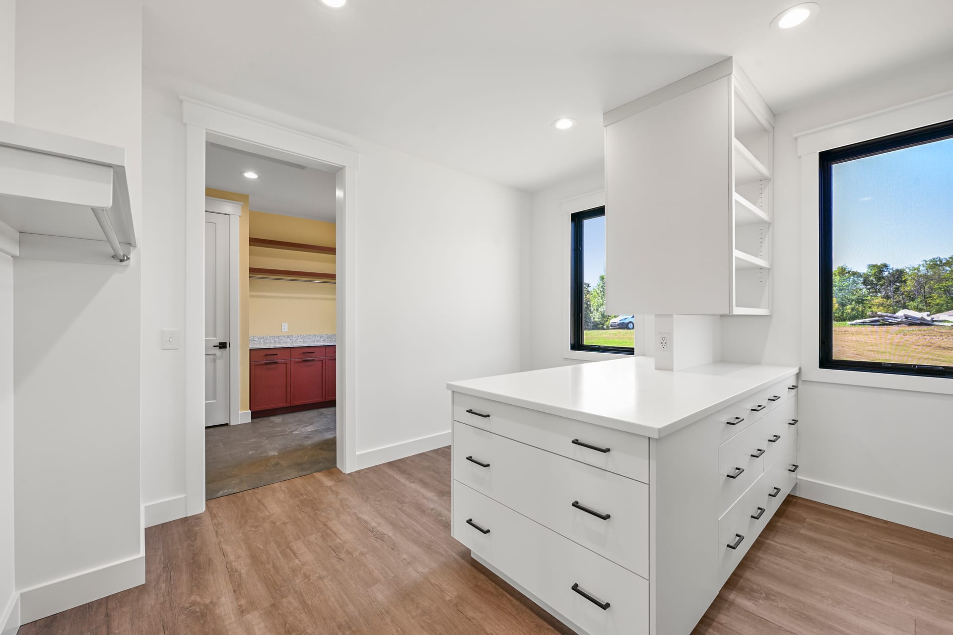 Walk-in shower with custom tile in remodeled master bath